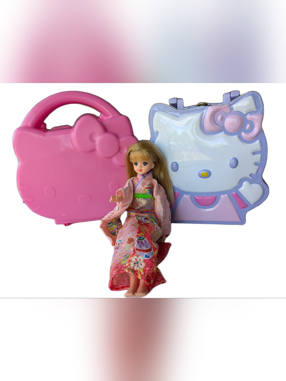 Vintage Y2K Hello Kitty Hard Vanity Cases + 2000 Takara Licca Doll Bundle